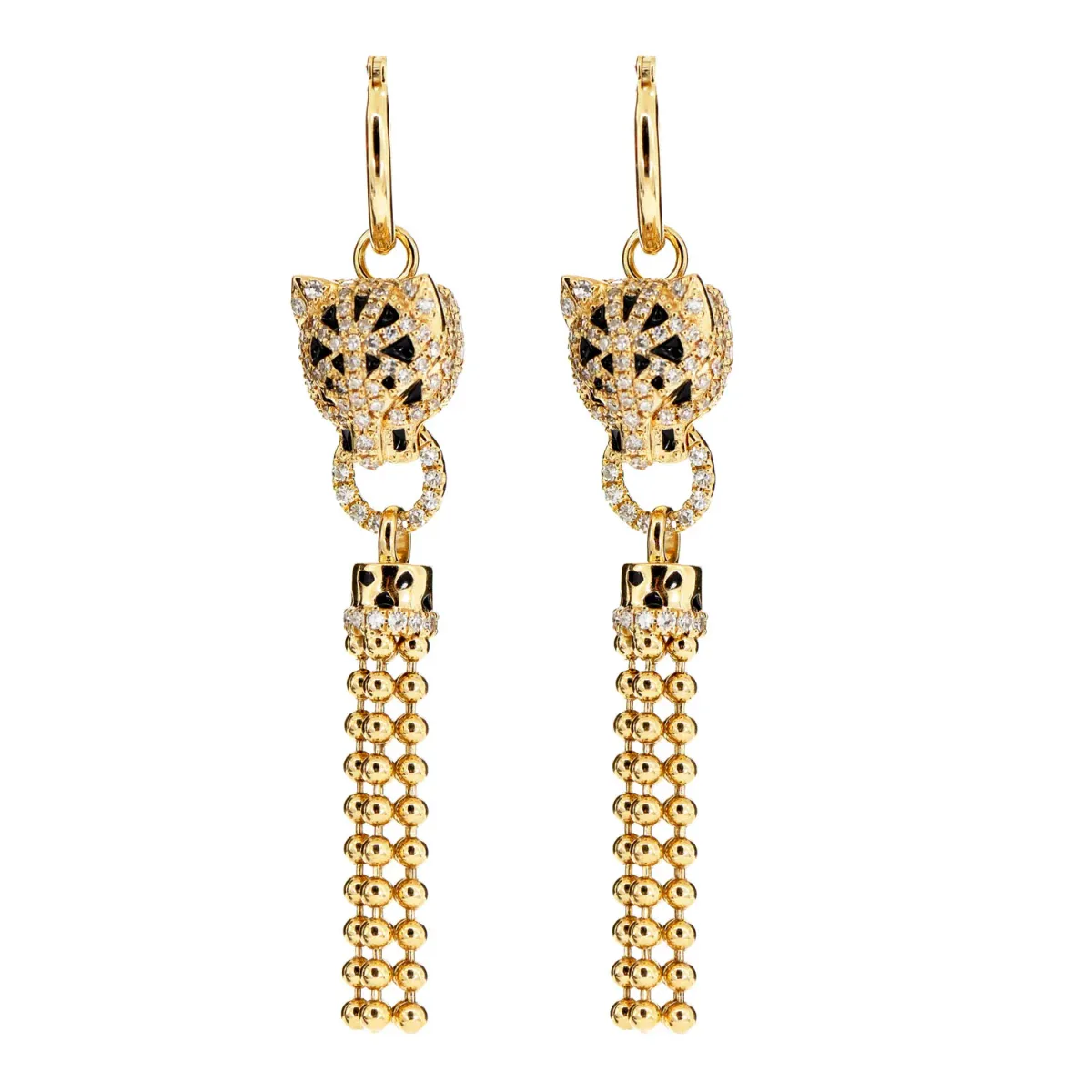 For Him Dangling Leopard Tassel Diamond Hoop Earrings in Rose Gold / Lab Grown Diamond – Earring