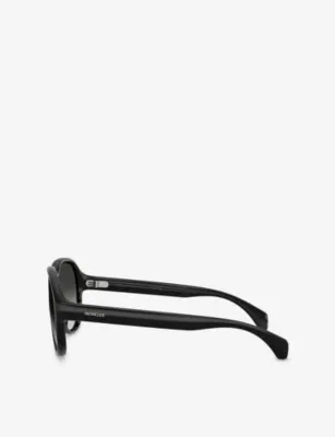 MONCLER ME8001 Halcyonne Pilot-Frame Injected Sunglasses in BLACK, additional product view 3