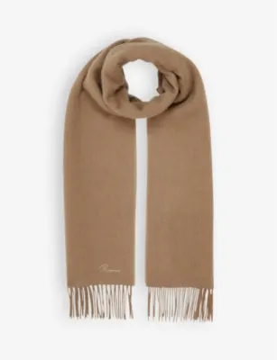 REISS Picton cashmere and wool-blend scarf - CHARCOAL