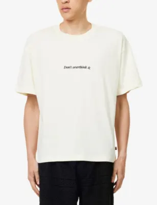 HONOR THE GIFT Don't Overthink It Embroidered Cotton T-Shirt detail 3