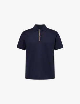 PAUL SMITH Stripe-Trim Short-Sleeve Cotton Polo T-Shirt