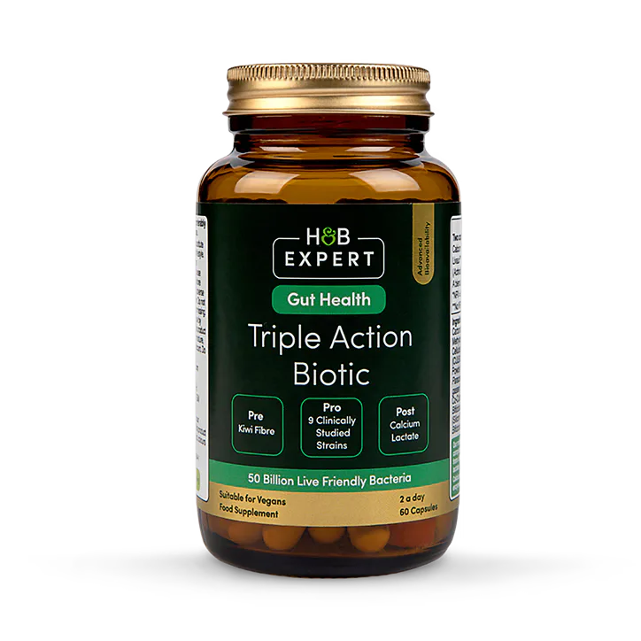 H&B Expert Triple Action Biotic Gut Formula 60 Capsules