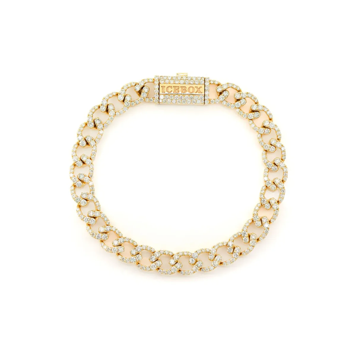 For Him Elongated Cuban Diamond Bracelet in 8mm / 6.25ctw / Yellow Gold / 8" – Bracelet