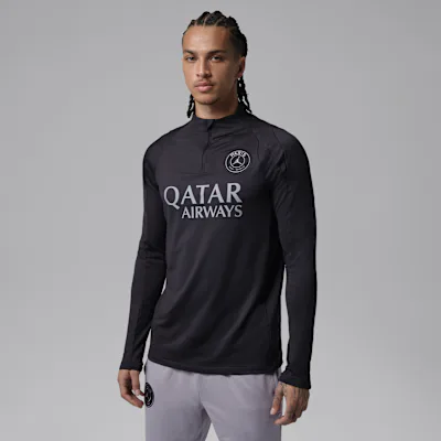 Nike Paris Saint-Germain Strike Fourth Men's Jordan Dri-FIT Football Drill Top - Off-Noir/Off-Noir/Particle Grey