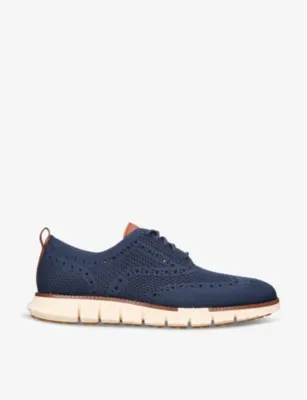 COLE HAAN ZERØGRAND Wingtip Stitchlite knitted Oxford shoes - EUR 44.5 / 10.5 UK MEN in NAVY – Mens | Trainers | Lace up trainers