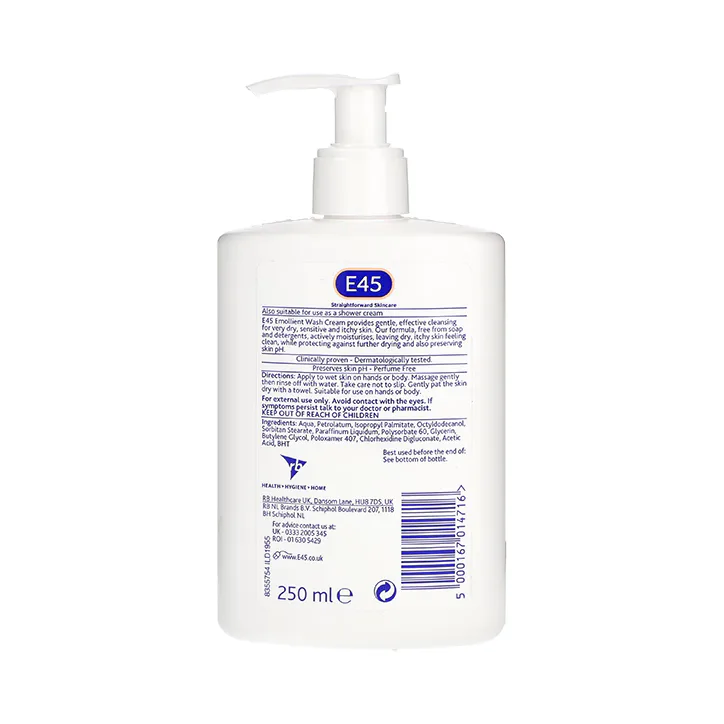 E45 Emollient Wash Cream 250ml detail 2