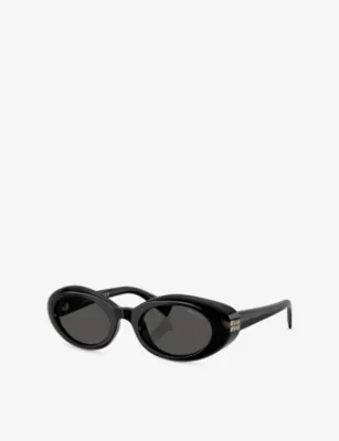 MIU MIU MU B09S Oval-Frame Acetate Sunglasses in BLACK, additional product view 3