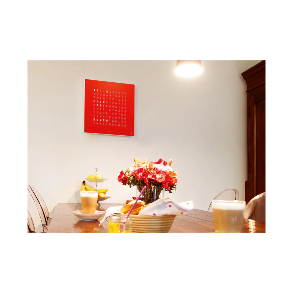 QLOCKTWO CLASSIC Stainless Steel Red Pepper Wall Clock 45cm in Red, additional product view 3