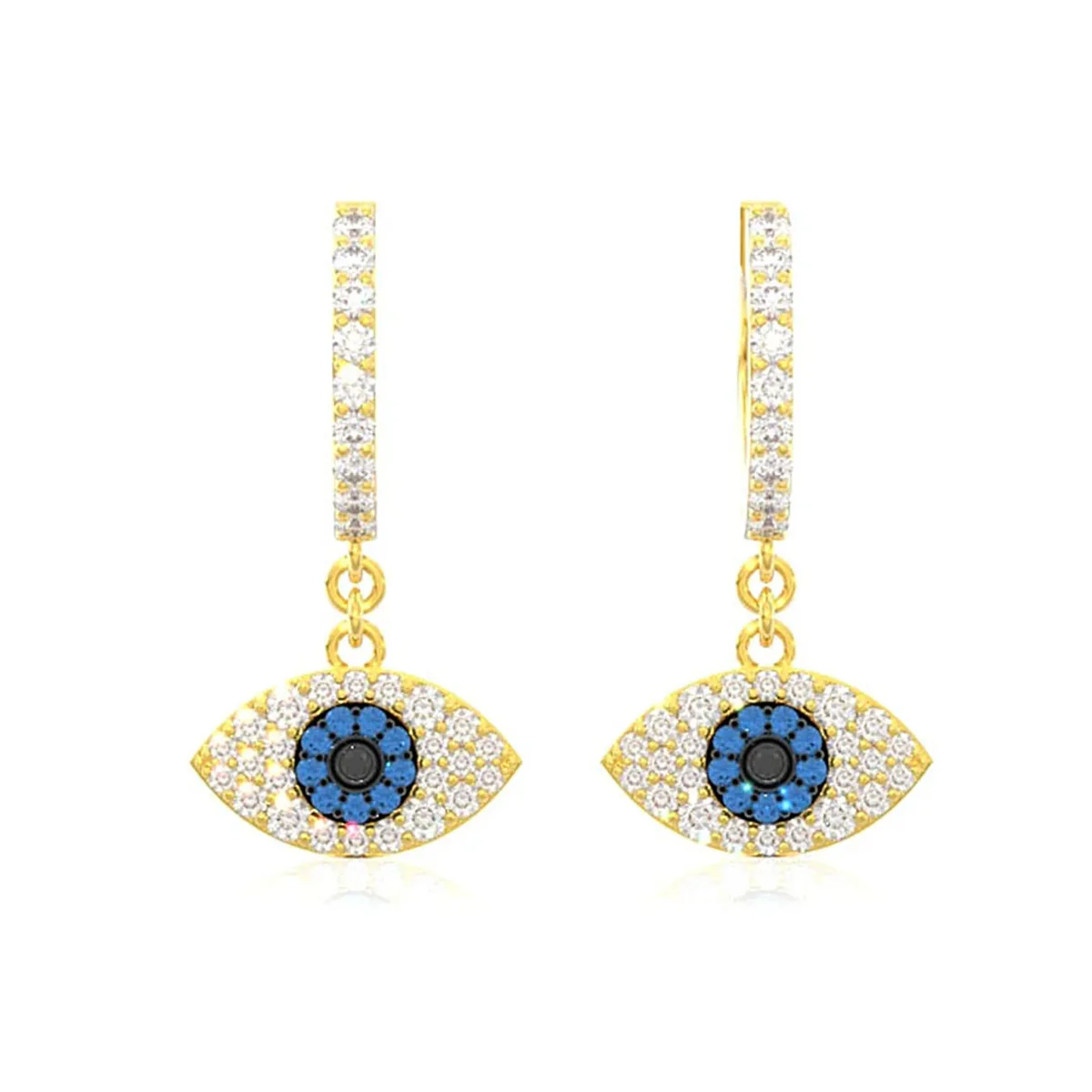For Him Evil Eye Diamond Hoop Drops in Rose Gold / Lab Grown Diamond – Earring