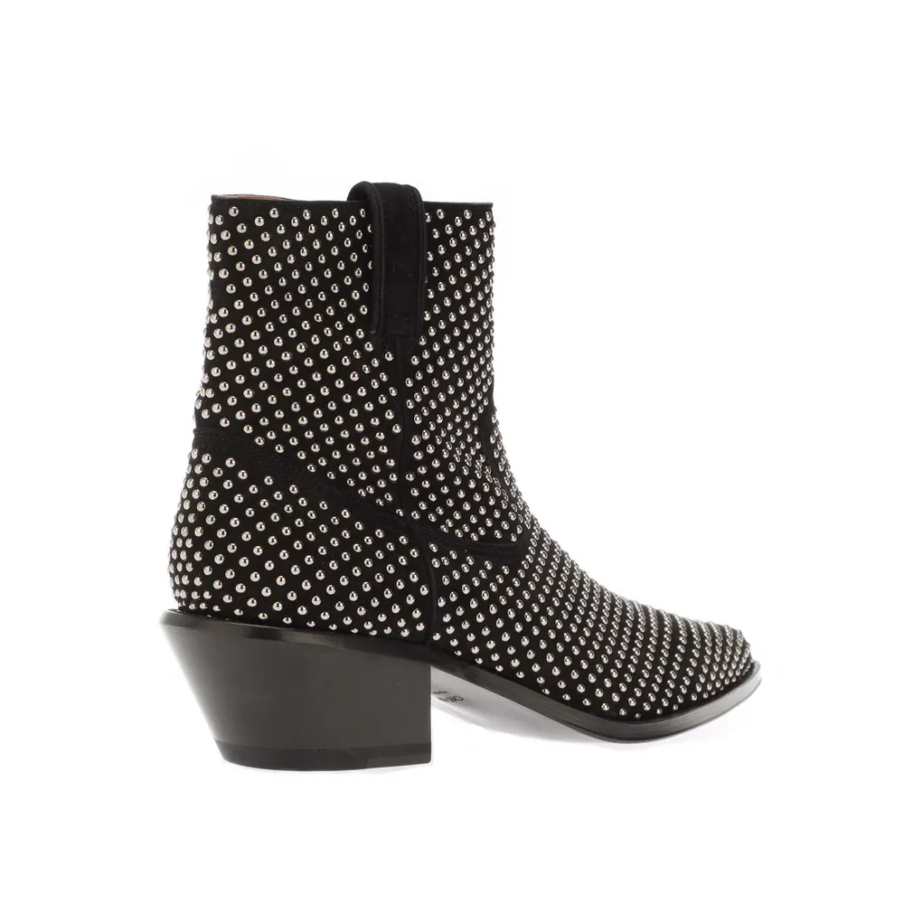 Off White Stud Texas Ankle Boots in Black Silver, additional product view 3