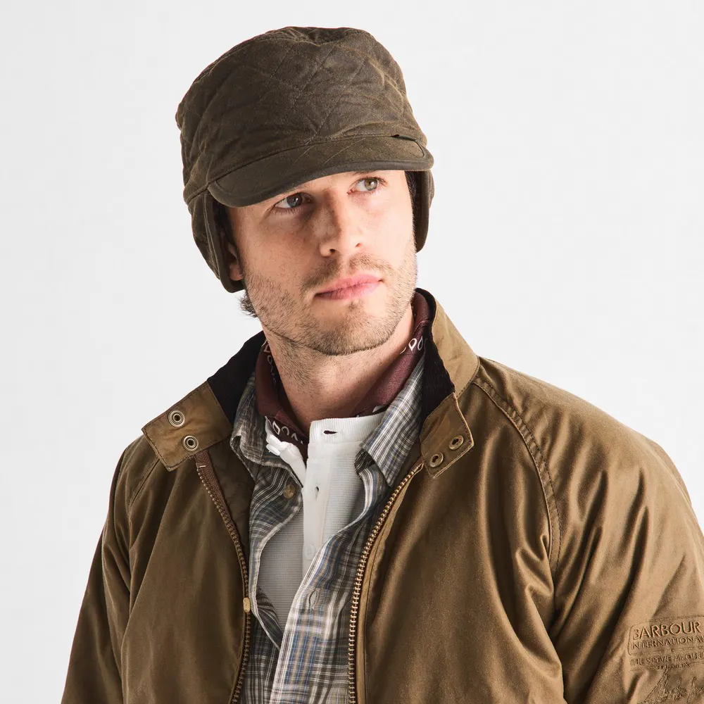 Barbour Mens Stanhope Waxed Hunting Cap detail 3