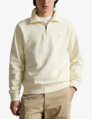 POLO RALPH LAUREN Brand-Embroidered Quarter-Zip Cotton Sweatshirt detail 3