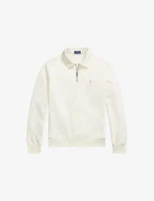 POLO RALPH LAUREN Brand-Embroidered Quarter-Zip Cotton Sweatshirt