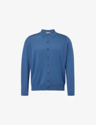 JOHN SMEDLEY Tibor Long-Sleeve Merino-Wool Polo Shirt - Faulkner Brown detail 2