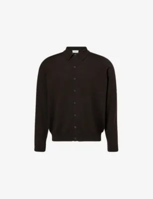 JOHN SMEDLEY Tibor Long-Sleeve Merino-Wool Polo Shirt - Faulkner Brown
