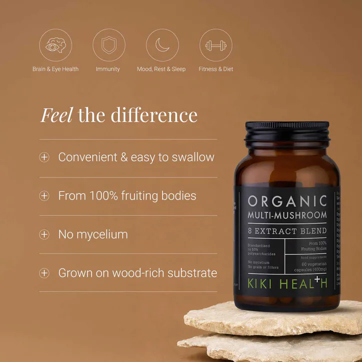 KIKI HEALTH Organic 8 Multi Mushroom Extract Blend - 60 Vegicaps detail 2