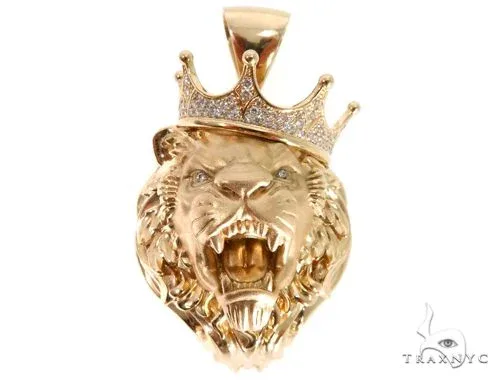 RINA - For Him FACTORY Medium Diamond Lion Head Pendant 64024 in Rose Gold – Pendant