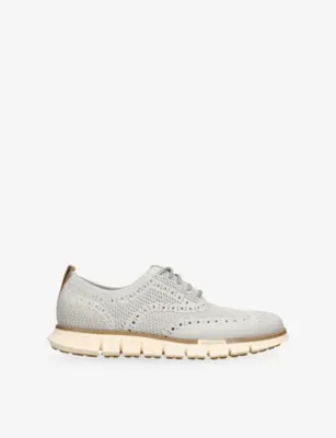 COLE HAAN ZERØGRAND Wingtip Stitchlite knitted Oxford shoes - EUR 40 / 6 UK MEN in BONE – Mens | Trainers | Lace up trainers