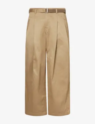 SACAI Double-Pleated Wide-Leg Cotton Chinos