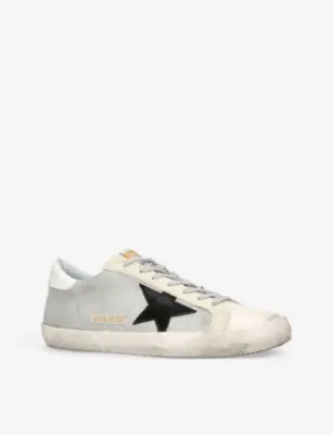 GOLDEN GOOSE Superstar star-appliqué leather and mesh low-top trainers - EUR 46 / 12 UK MEN in WHITE/COMB, additional product view 3