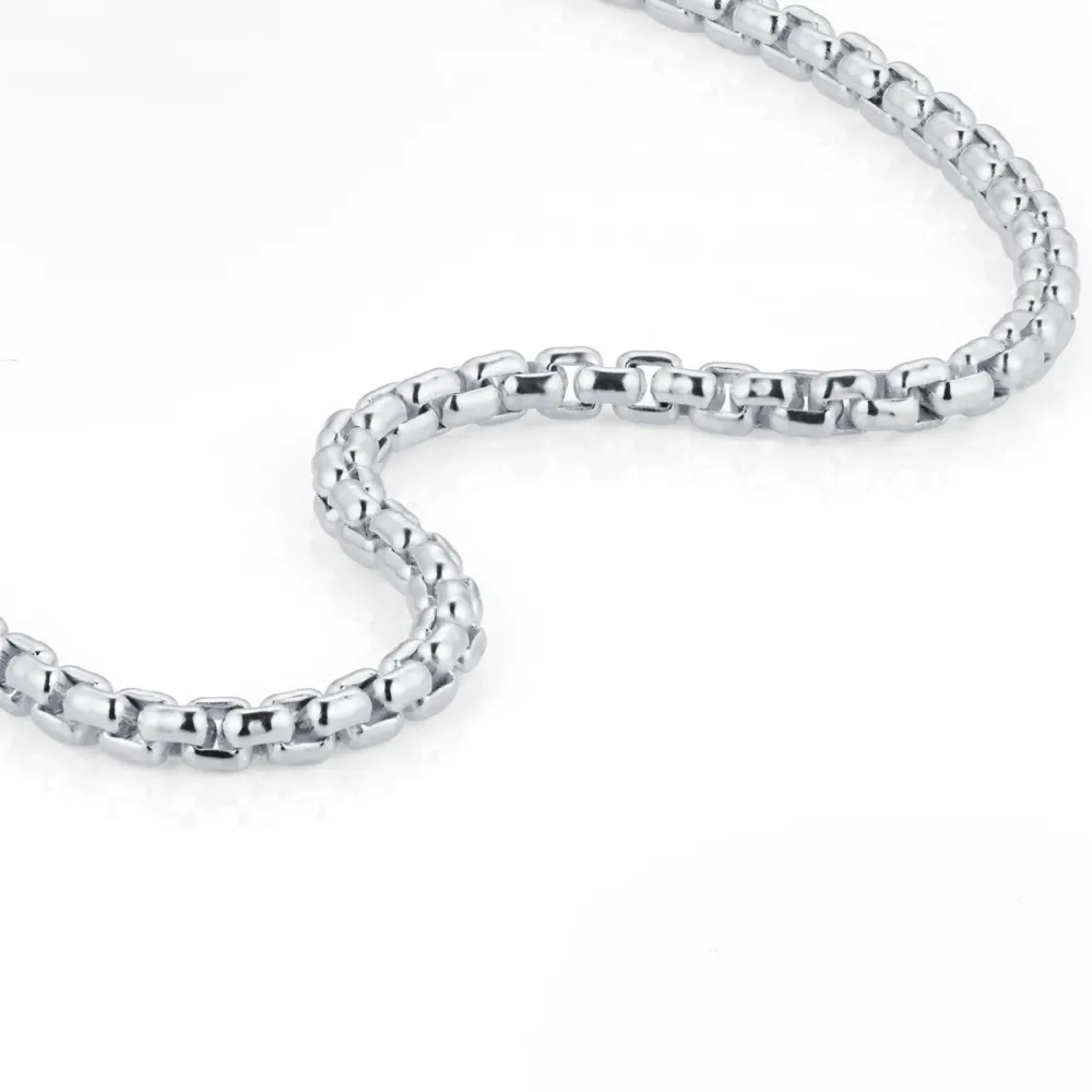 For Him Silver Mens Narrow Box Belcher Chain Bracelet detail 3