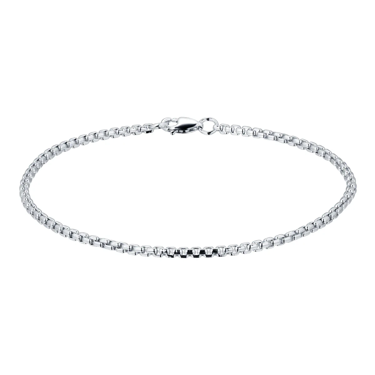 For Him Silver Mens Narrow Box Belcher Chain Bracelet