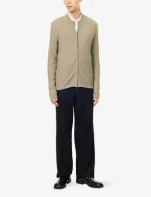 EMPORIO ARMANI Square-Knit Zip-Up Virgin-Wool Cardigan detail 2