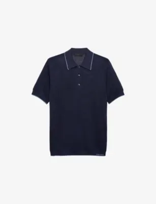 PRADA Logo-Intarsia Silk-Cotton Polo Shirt - BLACK detail 2