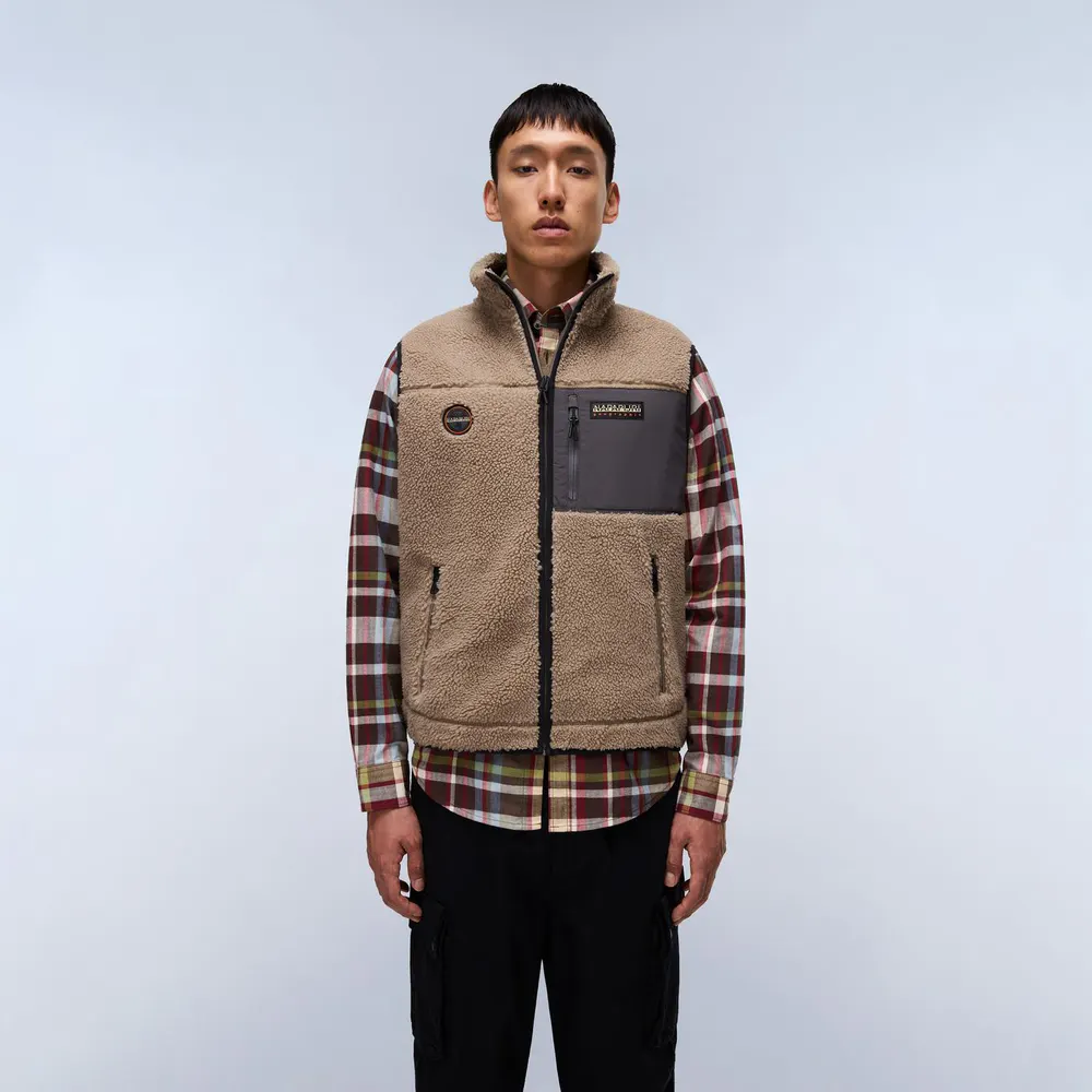 Napapijri Yupik Vest Mens in Beige/Green, additional product view 3