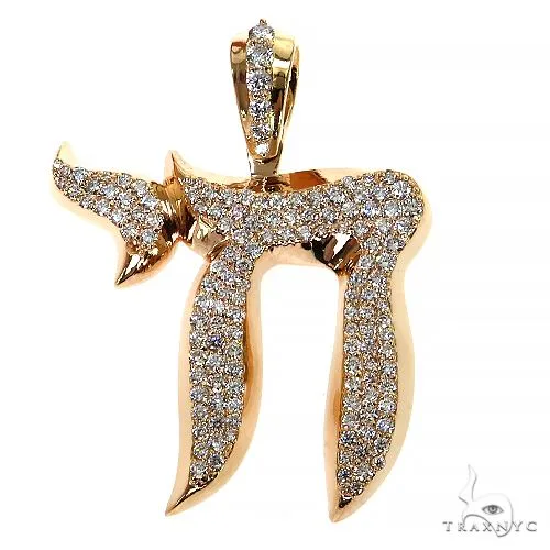 RINA - For Him FACTORY Large Jewish Chai Diamond Pendant 68736 in Rose Gold – Pendant