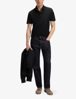 BOSS Beckham X BOSS Regular-Fit Short-Sleeve Cotton And Silk-Blend Polo detail 2