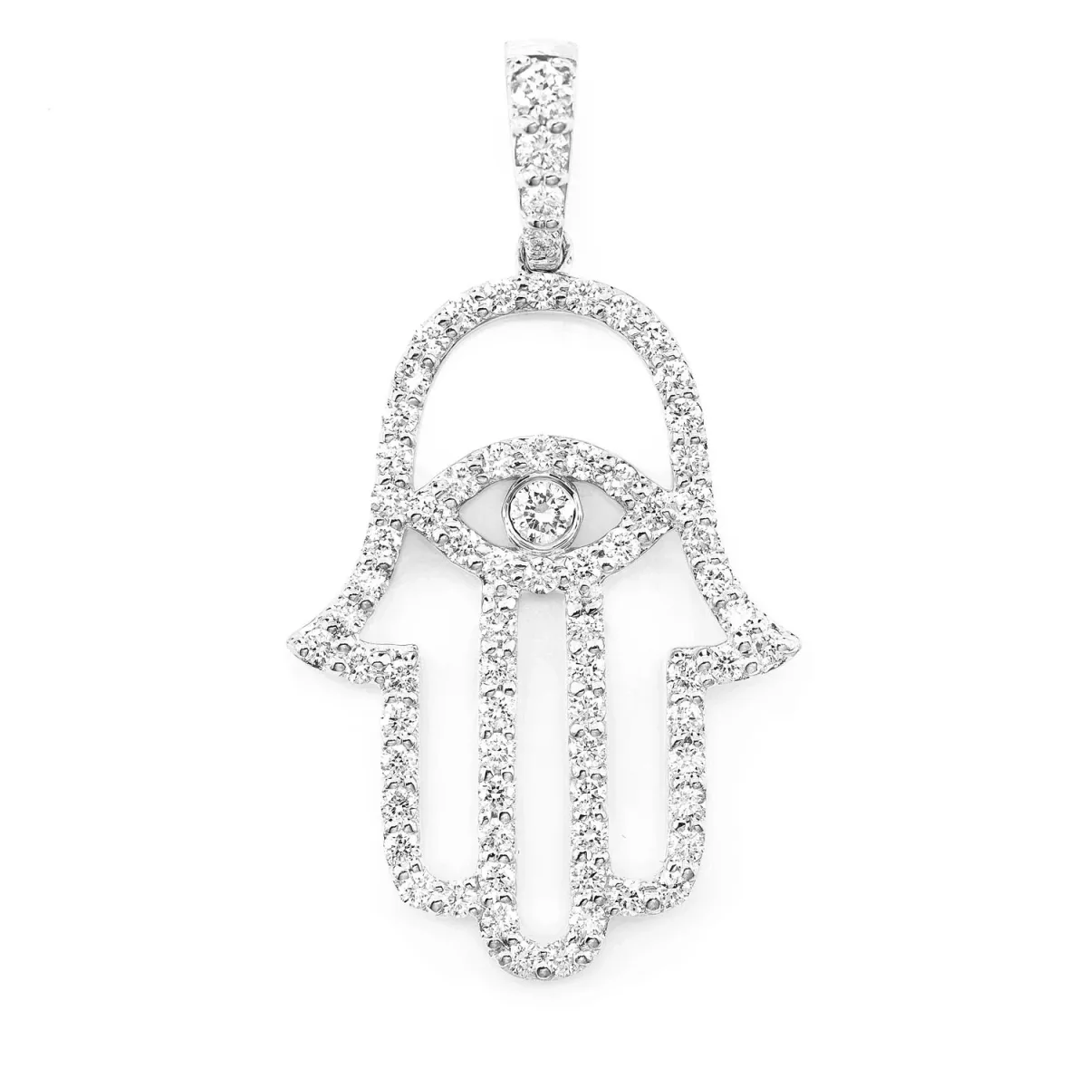 For Him Outlined Hamsa Diamond Pendant