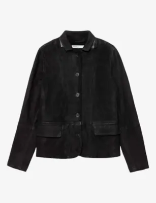 ALLSAINTS Surveya Single-Breasted Suede Blazer in BLACK – Mens | Blazers | Casual blazers