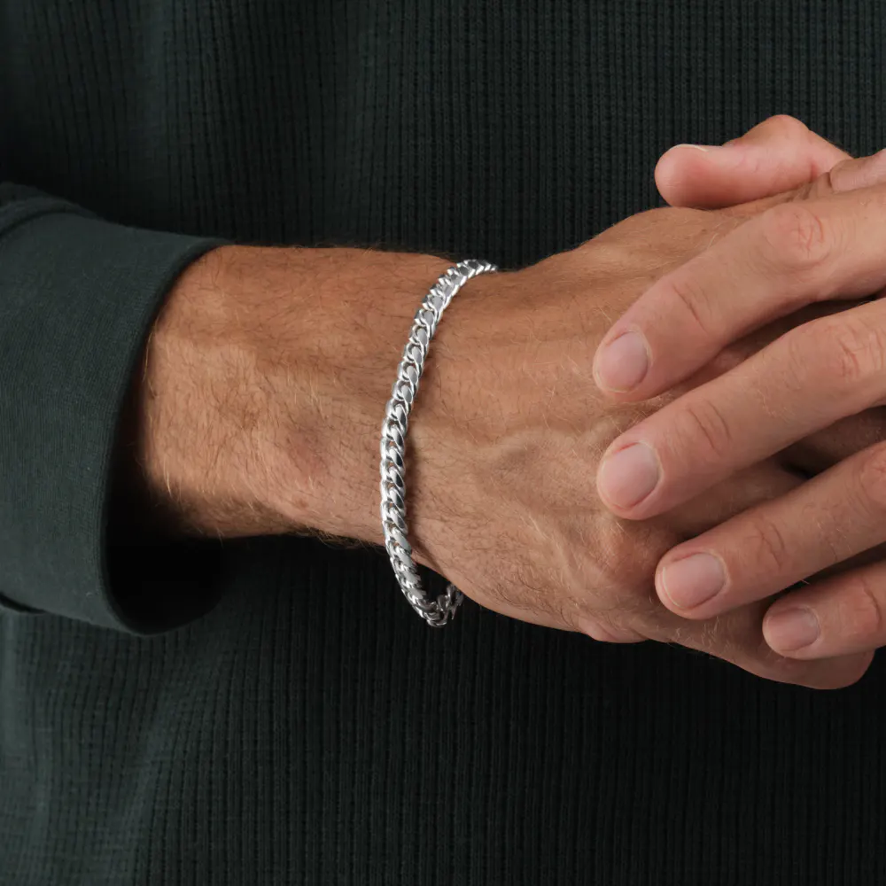 For Him Sterling Silver 6.75mm Cuban Chain Bracelet detail 2