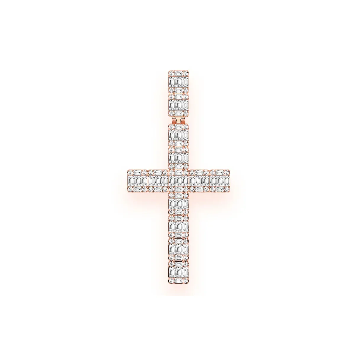 For Him Royal Baguette Cross in Rose Gold / Natural Diamond – Pendant