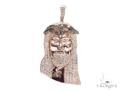 RINA - For Him CUSTOM Prong Diamond Jesus Piece 41762 in Rose Gold – Pendant