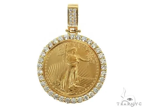RINA - For Him CUSTOM US Mint American Liberty 1oz Gold Coin With 18K Diamond Bezel 66063 in Rose Gold – Pendant