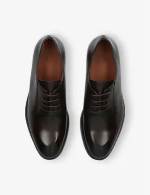 ZEGNA Torino Leather Derby Shoes - EUR 42 / 8 UK MEN in Dark Brown, additional product view 2