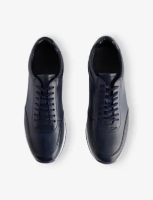 LOAKE Bannister tonal-stitching leather low-top trainers - EUR 45 / 11 UK MEN in NAVY, additional product view 2