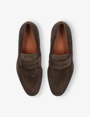 ERMENEGILDO ZEGNA Classic Suede Penny Loafers - EUR 42 / 8 UK MEN in Dark Brown, additional product view 2