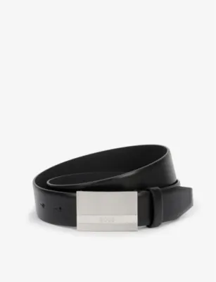 BOSS Logo-engraved leather belt - 32
