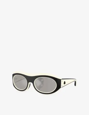 MONCLER ME8015U Ramillon Round-Frame Acetate Sunglasses in White, additional product view 2