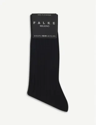 FALKE Milano cotton-blend socks - DARK NAVY - 10.5-11 detail 2