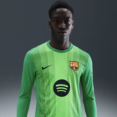 Nike F.C. Barcelona 2025/26 Stadium Goalkeeper Men's Nike Dri-FIT Football Replica Long-Sleeve Shirt - Lucky Green/Green Strike/Green Strike/Black