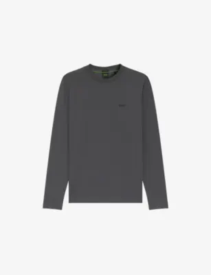 BOSS Brand-Print Long-Sleeved Stretch-Cotton T-Shirt