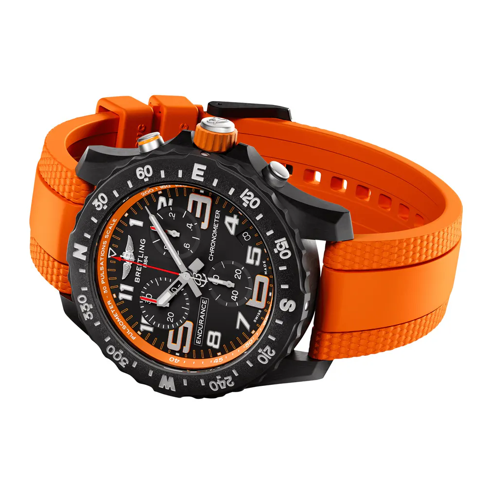Breitling Endurance Pro 44mm Unisex Watch Orange Rubber in Black, additional product view 3
