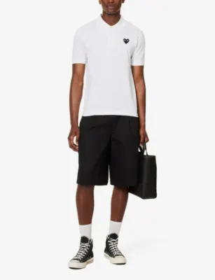 COMME DES GARCONS PLAY Heart-print ribbed-trim cotton polo shirt detail 2