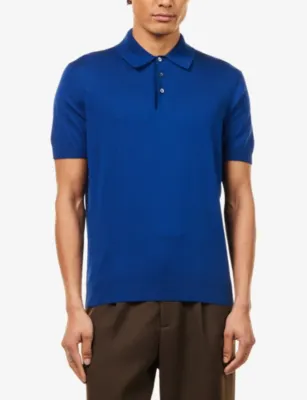 DUNHILL Fine-Knit Short-Sleeves Cotton And Silk Polo Shirt detail 3