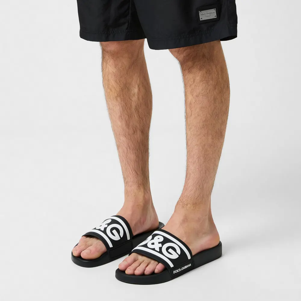 Dolce and Gabbana Men's Monogram Rubber Slides detail 2