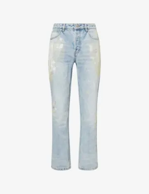 COLE BUXTON Paint-Marked Straight-Leg Denim Jeans